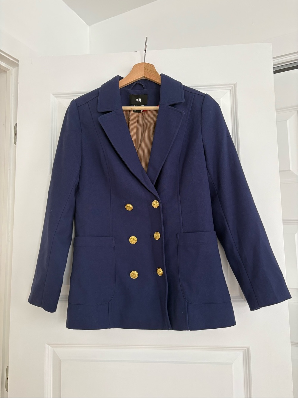 H&M Navy Double-Breasted Blazer with Gold Buttons